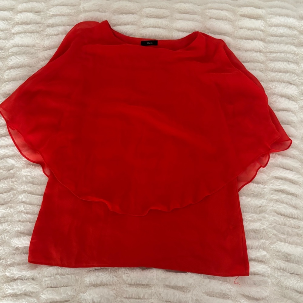 Red Boxy Blouse with Relaxed Fit